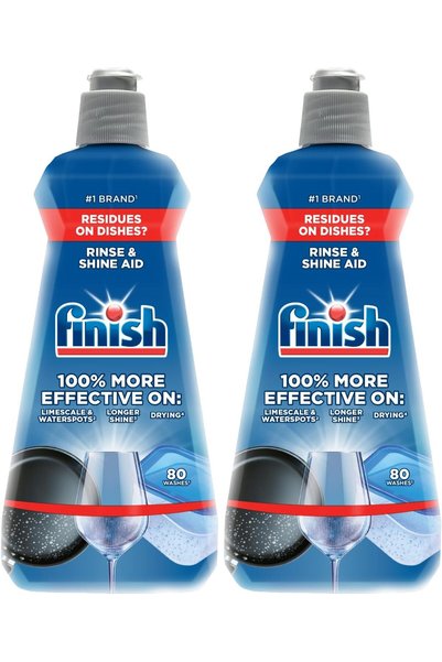 Finish Dishwasher Rinse Aid, Shine &amp; Dry - 400 ml (Pack of 2)