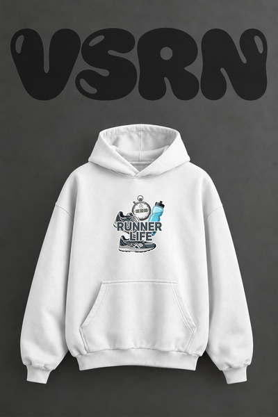 VSRN Φούτερ με κουκούλα Runner Life Design με στάμπα μπροστά, σε μεγάλο μέγεθ...