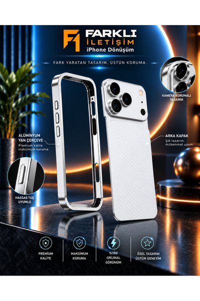 FARKLI İLETİŞİM iPhone 15 Pro Max 18 Pro Max Appearance Premium Quality Back Cover and Side Frame Conversion Set