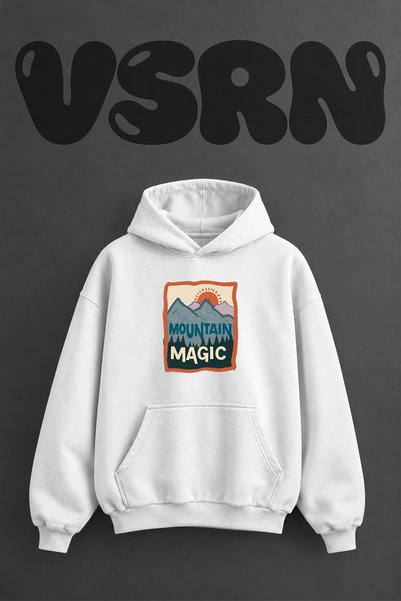 VSRN Φούτερ με κουκούλα Mountain Magic Design με προεκτυπωμένο σχέδιο στο μπρ...