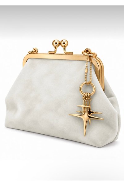 ZEYS Suede Scholar Star Charm Detailed Chain Strap Clutch/Portfolio Hand and Shoulder Bag