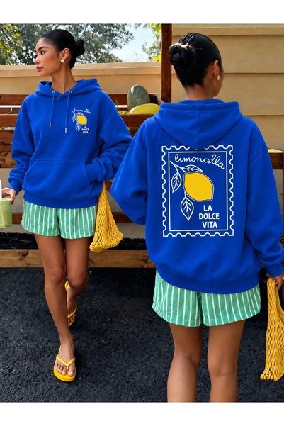 HAI COLLECTİON Oversize 3 Thread Raster Hooded Sweatshirt Multi-Colored Unise...
