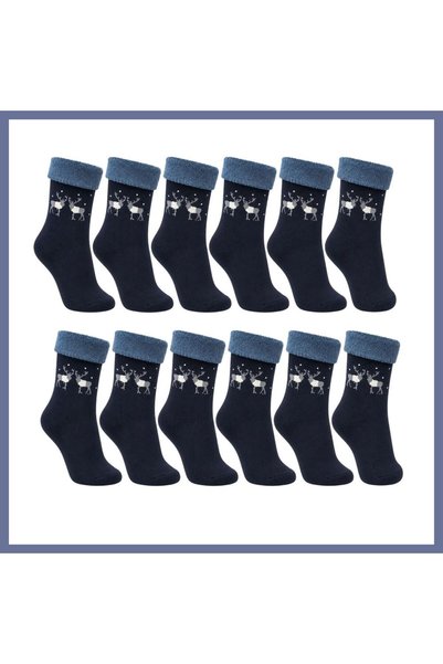 Generic Brand 12-Pack Women's Winter Towel Socks Warm Mixed Patterned Economi...