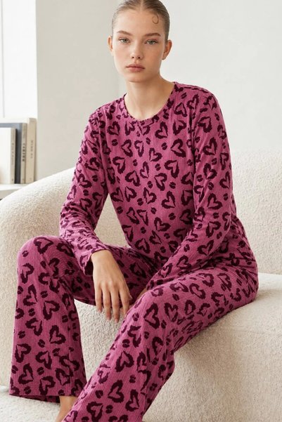 bysocafashion Women's Lilac Striped Regular Fit Pajama Set