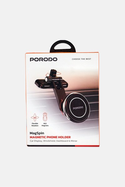 porodo Mag Spin Magnetic Phone Holder, Black