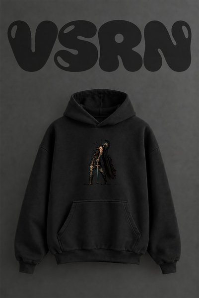 VSRN Spartan Warrior_1 Φούτερ με μαύρη κουκούλα, με προεκτυπωμένο σχέδιο και ...
