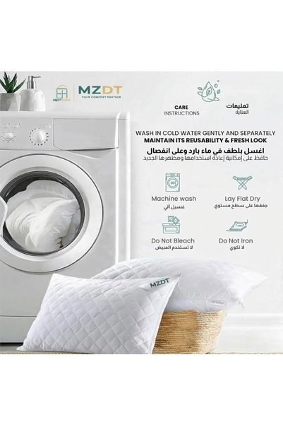 Generic MZDT Prestige Pillow 50 cm X 75 cm Bed Pillows for Sleeping Diamond Quilted Hotel Luxury Sleep Pillow For Side Support Stomach Sleepers Soft Fluffy Hypoallergenic (White) Pack of 2