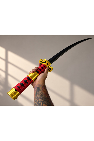 OKO DESİGN Zoro Sandai Kitetsu Açılır Kapanır Katana 150 cm Kırmızı Gold Deko...