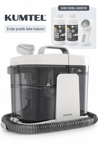 KUMTEL 600 W Halı ve Koltuk Yıkama Makinesi Beyaz | 2 L Şampuan + ONEROUS Hediye