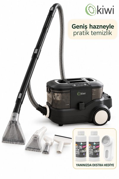 Kiwi Geniş Hazneli Halı ve Koltuk Yıkama Makinesi Siyah | 2 L Şampuan + ONEROUS Hediye