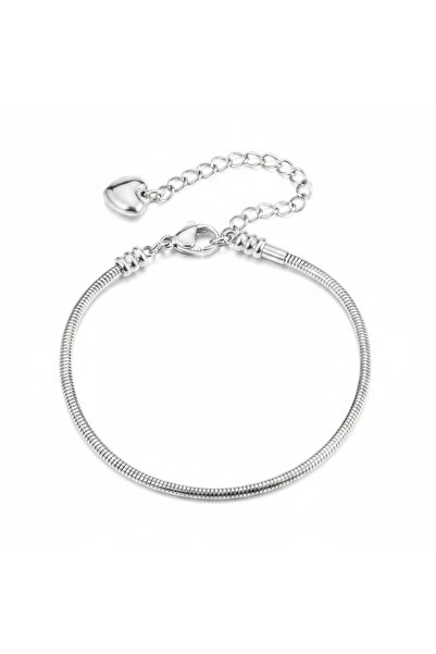 Alviro Brățară de damă pentru charmuri, cu inimă, argintie, 15+5 cm
