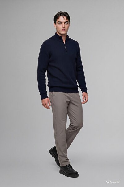 DeFacto Standard-Fit-Pullover mit halbem Reißverschluss und Stehkragen, Basic...