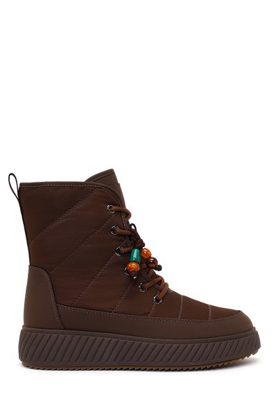 Derimod Women's Brown Zippered Thick Soled Charmlı Fabric Boots Wf530031Kk