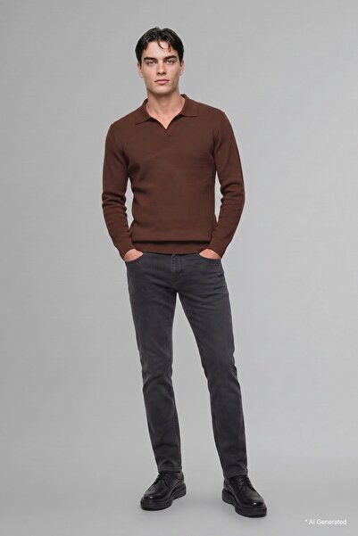 DeFacto Standard-Fit-Pullover ohne Knöpfe mit Polokragen, Basic-Pullover H897...