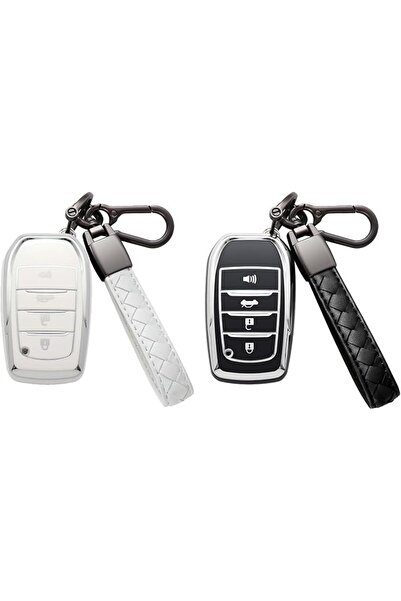Generic 2 Pcs Key Fob Cover TPU Case Car Key Shells Cover with Keychain for T...