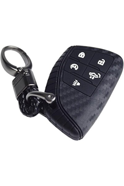 GENERAL Zorratin Carbon Silicone Key Fob Cover + Keychain for Chevrolet Silve...