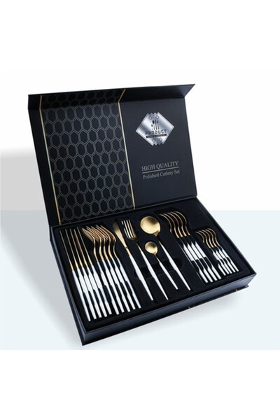OEM 24-piece cutlery set, 6 people, stainless steel, White
