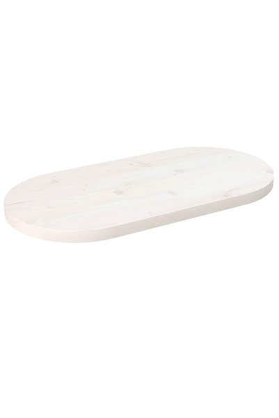 vidaxl Blat de masă, alb, 80x40x2,5 cm, lemn masiv de pin, oval