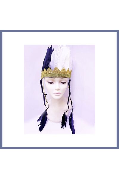 Generic Brand Black and White Feathered Native American Headdress |   Fan Hea...