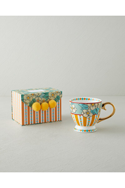 English Home Nostalgic Grace New Bone China Kupa 460 ml Sarı - Mavi