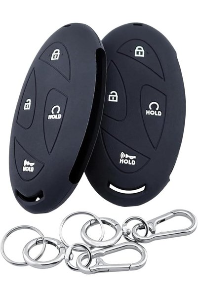 Generic Silicone Car Key Fob Cover with Keychain, Black, 2-Pack, Compatible w...