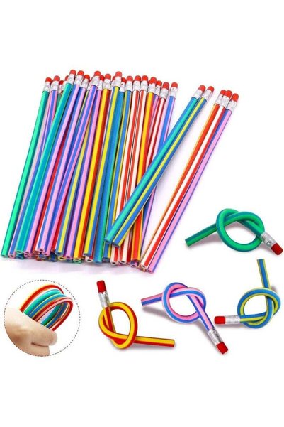Arabest 25 Pack Flexible Bendy Pencils with Erasers, 18cm Novelty Soft Plasti...