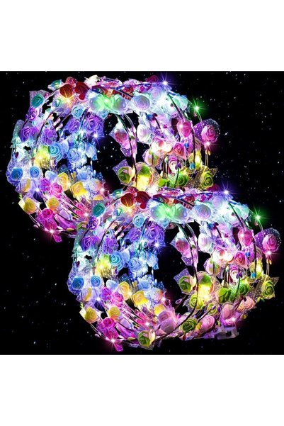 TERRIFI Flower Crowns Headbands, LED Light Up Glowing Floral Hair Accessories...