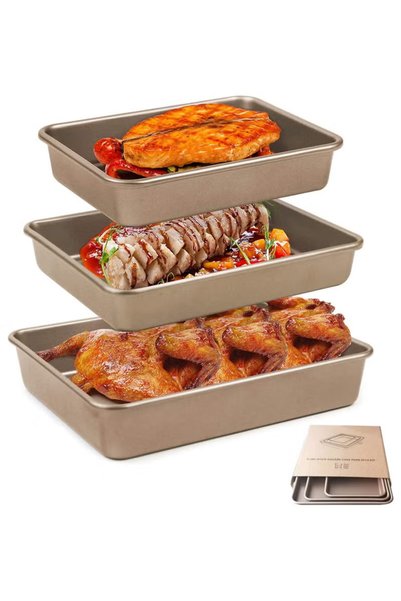 TAPIT Rectangle Deep Baking Pan Set,3 PCS Aluminum Cake Pan, Non Stick Baking...