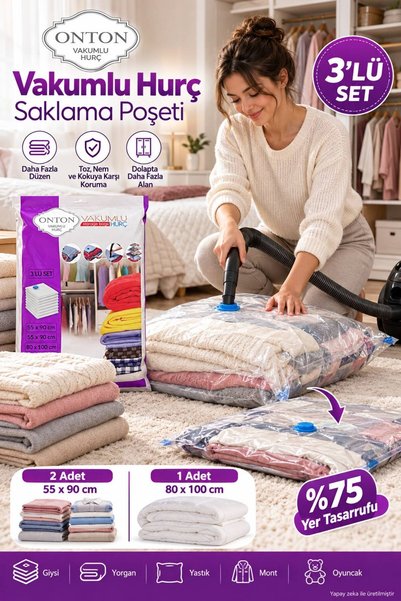 BuradaBuldun Set vrećica za vakuumiranje od 3 komada 2 komada 55x90 cm 1 koma...