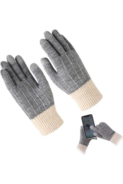 GENERAL Jfadg Winter Gloves Women Touch Screen Knitted Thermal Grey Wool Soft...