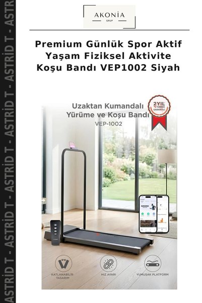 Astrid T Premium Günlük Spor Aktif Yaşam Fiziksel Aktivite Koşu Bandı VEP1002 Siyah