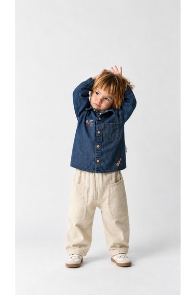 Dadamama UNISEX 1-4 YAŞ NAKIŞLI KOT GÖMLEK