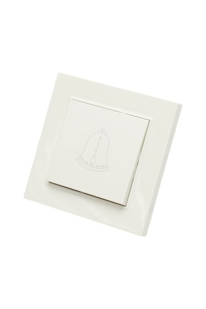 UTB Intrerupator sonerie cu revenire alb incastrat 220V, 10AX, ABS 80x80mm