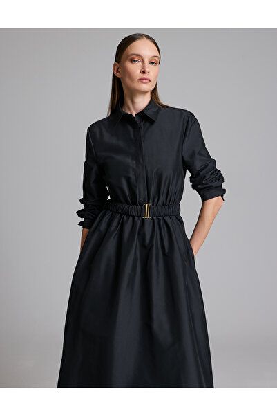 Pierre Cardin فستان أسود مريح منسوج 50332711-VR046