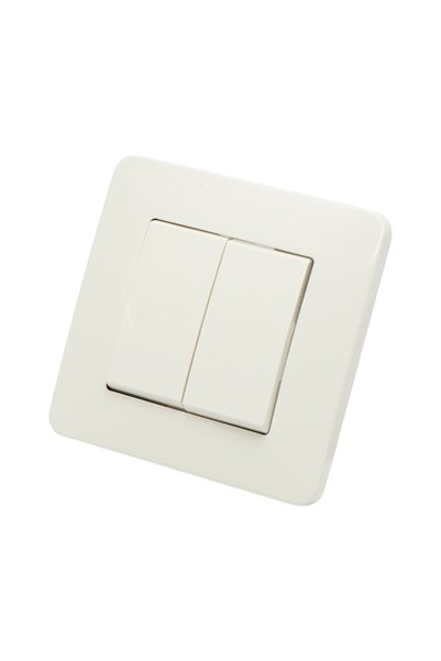 UTB Intrerupator dublu cap scara alb incastrat 220V, 10AX, PC 80x80mm