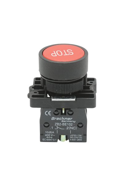 UTB Κουμπί εντολής STOP, κόκκινο, με επαναφορά, 1NC, 400V/10A, LAY5, Breckner...
