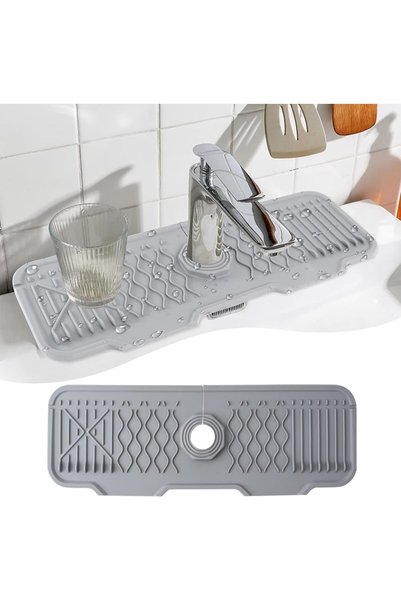 Arabest Silicone Faucet Sink Splash Guard,5° Slope Drip Catcher Tray for Kitc...