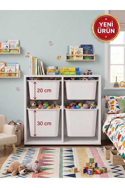 decosense 2 Adet Ultra Büyük 2 Adet Büyük Boy Çekmeceli 71 cm Beyaz Çocuk Oda...