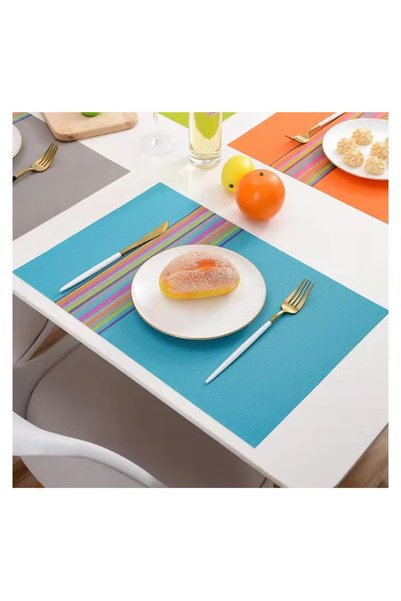 TAPIT PVC Woven Placemats Set of 4 with Rainbow Stripe,45×30cm Rectangular He...