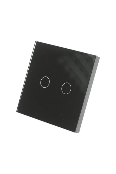 UTB Intrerupator touch dublu negru 220V, indicator luminos, rama sticla 86x86...