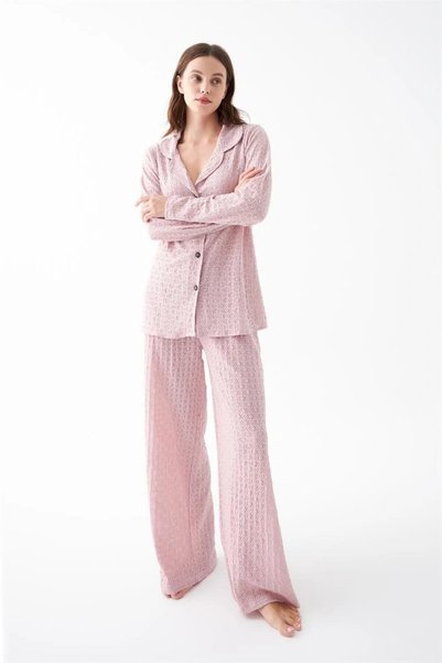 Mariposa Secret Women's Pink Front-Buttoned Comfortable Cut Pajama Set – Casu...