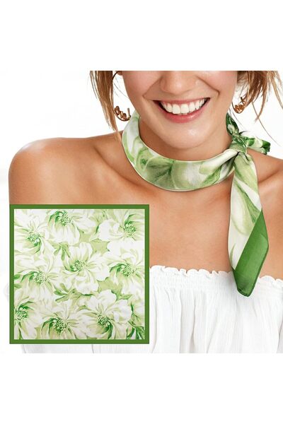 Arabest Silk Feeling Square Neck Scarf for Women,27.5x27.5 Inch Printed Necke...