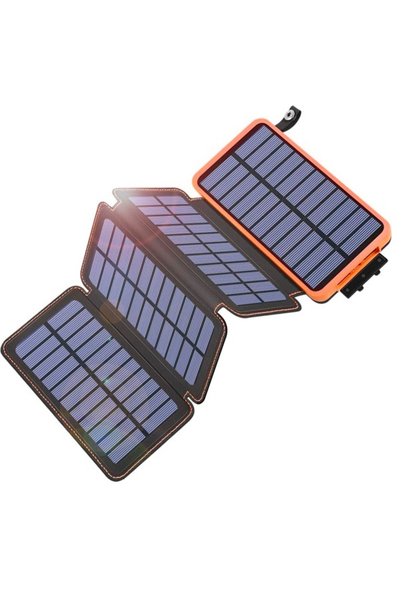 OEM Power Bank 20000mAh Ηλιακό Πτυσσόμενο Μαύρο με 4 Πάνελ και LED Φακό
