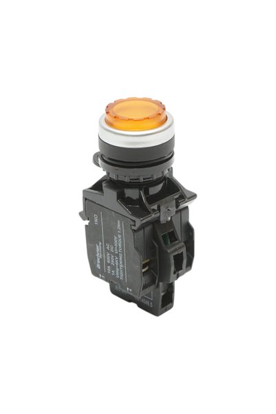 UTB Buton comanda iluminat convex LED 220V AC galben cu revenire 1NO+1NC, 10A...
