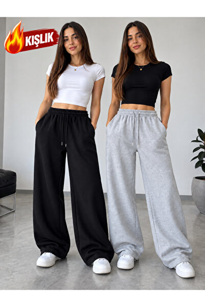 yx yustex sport 2 Pieces Women's Winter Hooded Sweatpants (Black and Gray) 2 ...