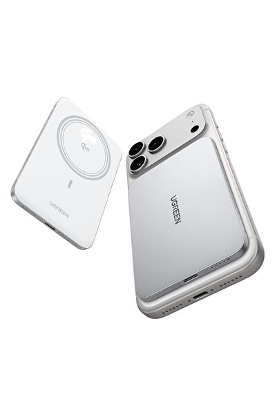 Ugreen Baterie externa PB580, 5000mAh, Qi2 15W, compatibila cu MagSafe, Alb