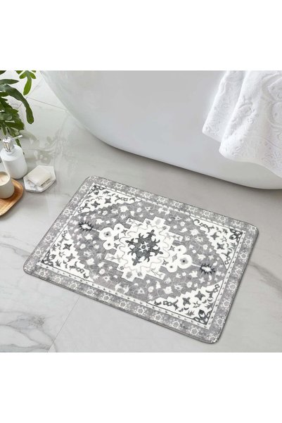 Arabest Boho Vintage Non-Slip Bathroom Rug,40 x 60cm Gray Soft Machine Washab...