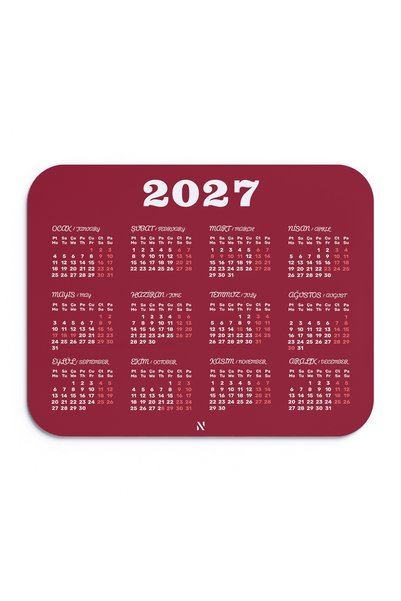nilizma 2027 Calendar Burgundy Ergonomic Mouse Pad with Non-Slip Surface Idea...