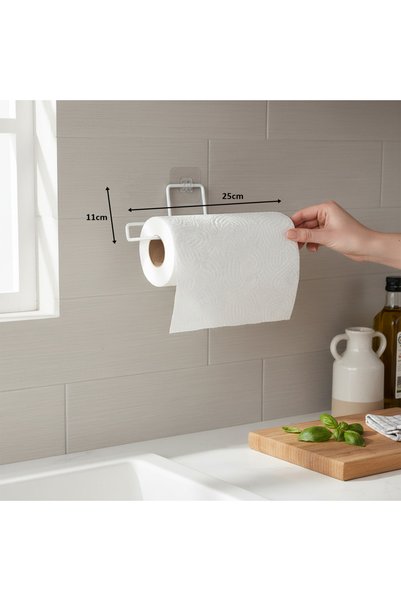 decorelax Self-Adhesive White Paper Towel Holder & Napkin Holder - No Drilling, No Screws, No Assembly Kitchen & Bathroom Hanger