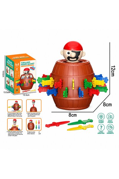 stars pearl Jumping Pirate Game for Kids with Barrel and 24 Colorful Swords -...